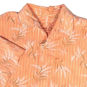 Tommy Bahama Floral Camp Shirt Tropical Button Up Peach Mens L Tencel‎ Lyocell